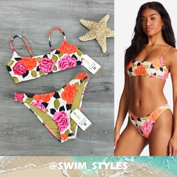 ☀️BILLABONG☀️ Magic Gardens Skinny Mini Crop MAGIC GARDEN HIKE BIKINI SET